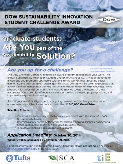 TIE_DOW Sustainability Innovation Student Challenge Award 2014